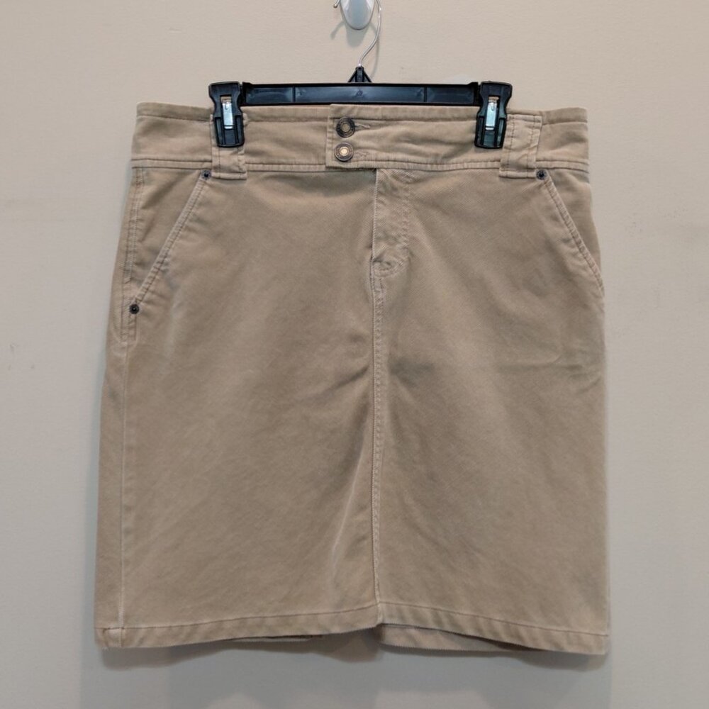 Y2K Gap Corduroy Mini Pencil Skirt Sz 8 Low Rise Khaki Stretch Preppy Grunge